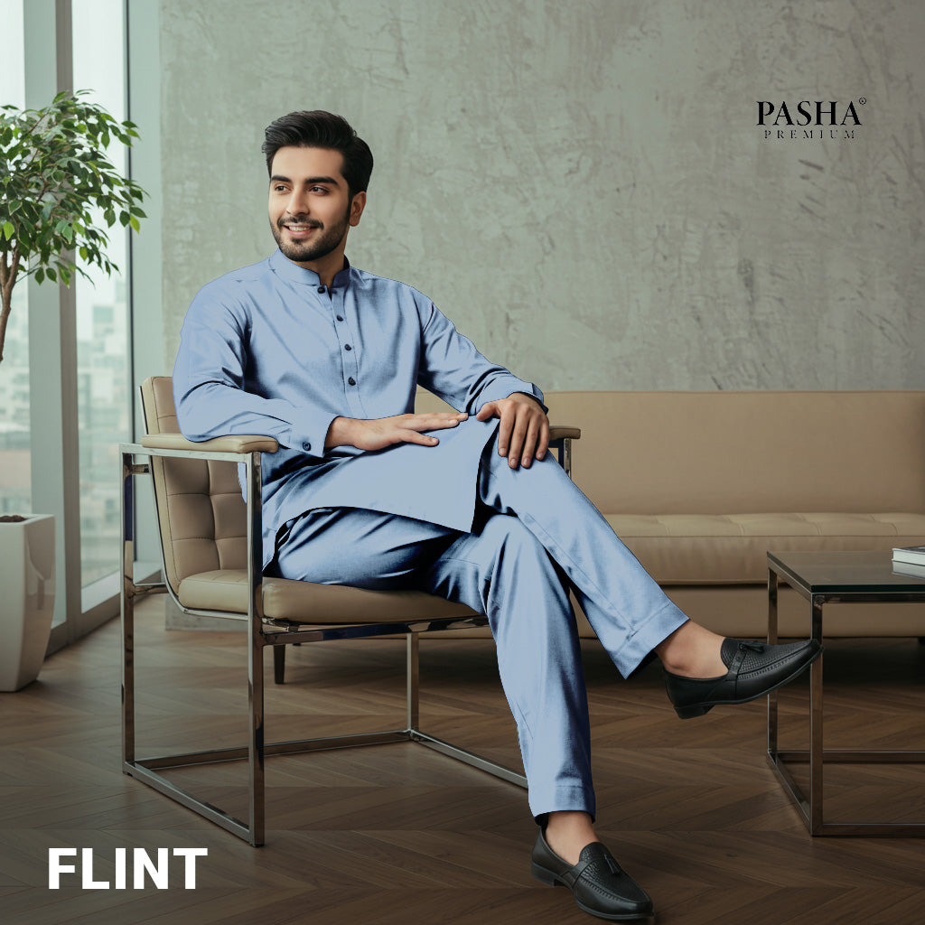 Pasha Premium | 100% Soft Egyptian Cotton | Luxurious Unstitched Fabric (Flint)