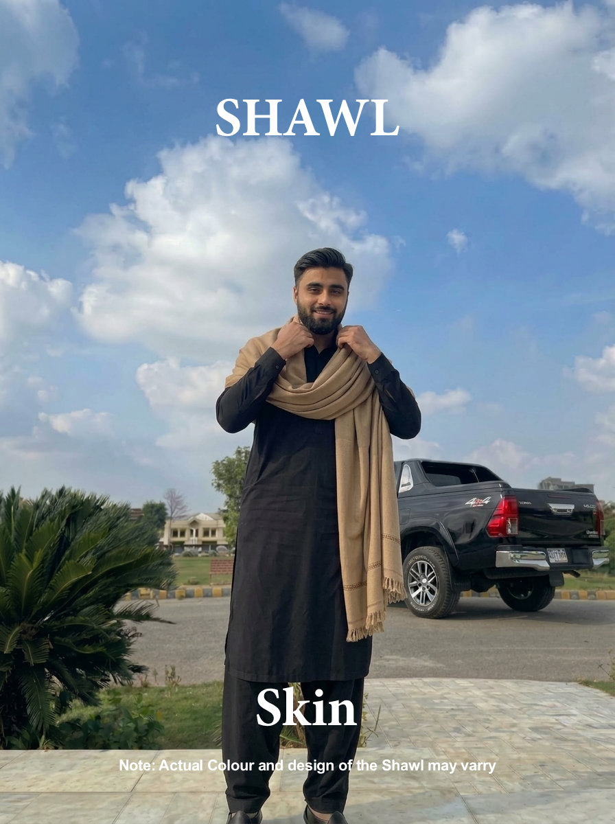 Libas-e-Andalus | Plain 100% Acrylic Men Shawl (Skin)