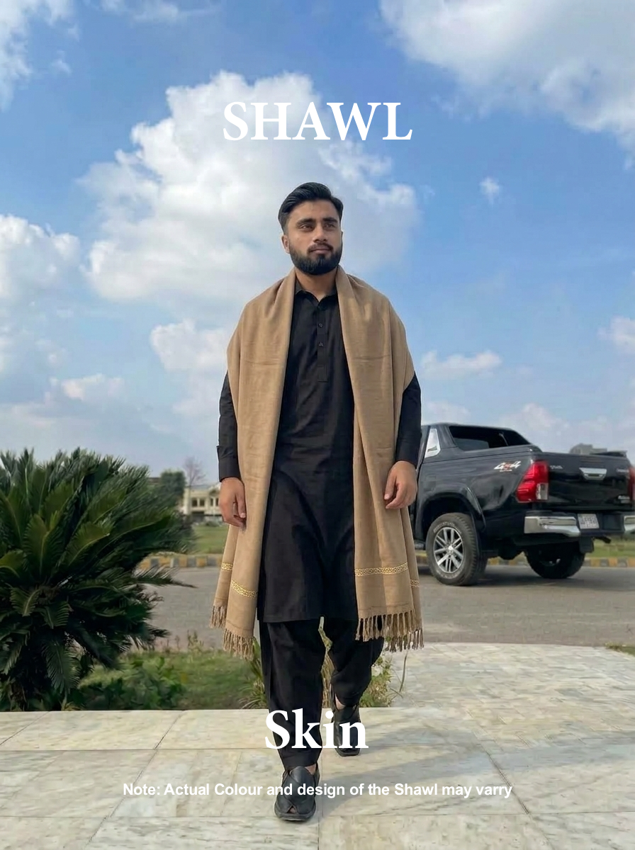Libas-e-Andalus | Plain 100% Acrylic Men Shawl (Skin)