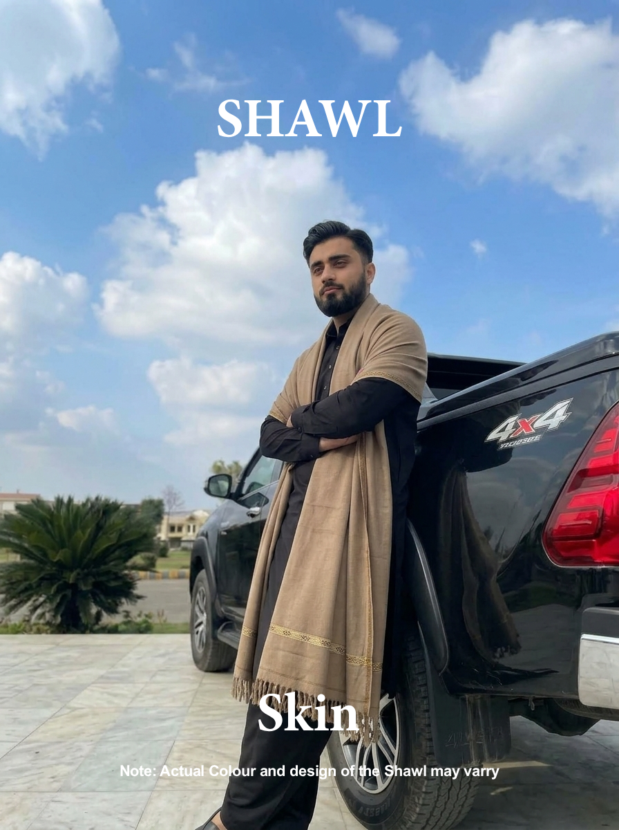 Libas-e-Andalus | Plain 100% Acrylic Men Shawl (Skin)