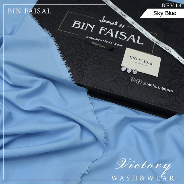 Bin Faisal Victory Wash & Wear (Sky Blue) BFV-14 - Sultan Fabrics