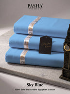 Pasha Premium | 100% Soft Egyptian Cotton | Luxurious Unstitched Fabric (Sky)