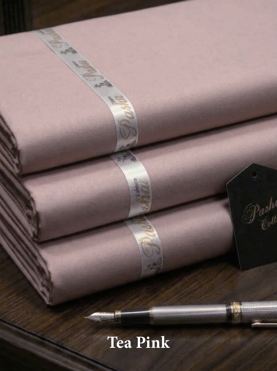 Pasha Premium | 100% Soft Egyptian Cotton | Luxurious Unstitched Fabric (Tea Pink)