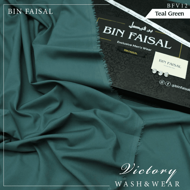 Bin Faisal Victory Wash & Wear (Teal Green) BFV-12 - Sultan Fabrics