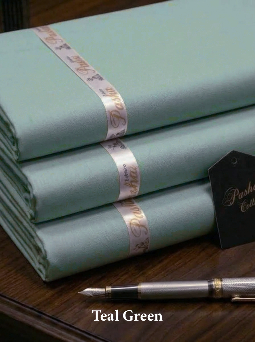 Pasha Premium | 100% Soft Egyptian Cotton | Luxurious Unstitched Fabric (Teal Green)