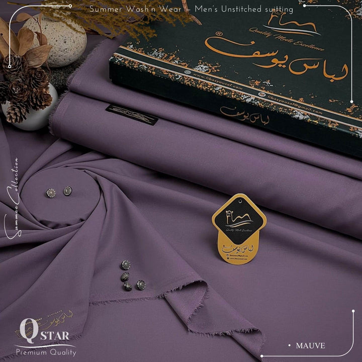 Q-Star Premium Quality Summer Wash & Wear Suit (Mauve) 4-Meter - Sultan Fabrics