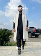 Libas-e-Andalus | Plain 100% Acrylic Men Shawl (White)