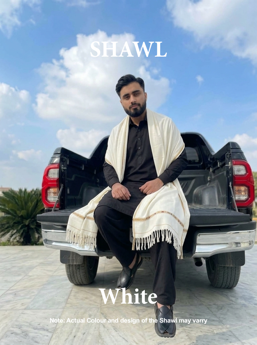 Libas-e-Andalus | Plain 100% Acrylic Men Shawl (White)