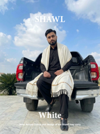 Libas-e-Andalus | Plain 100% Acrylic Men Shawl (White)