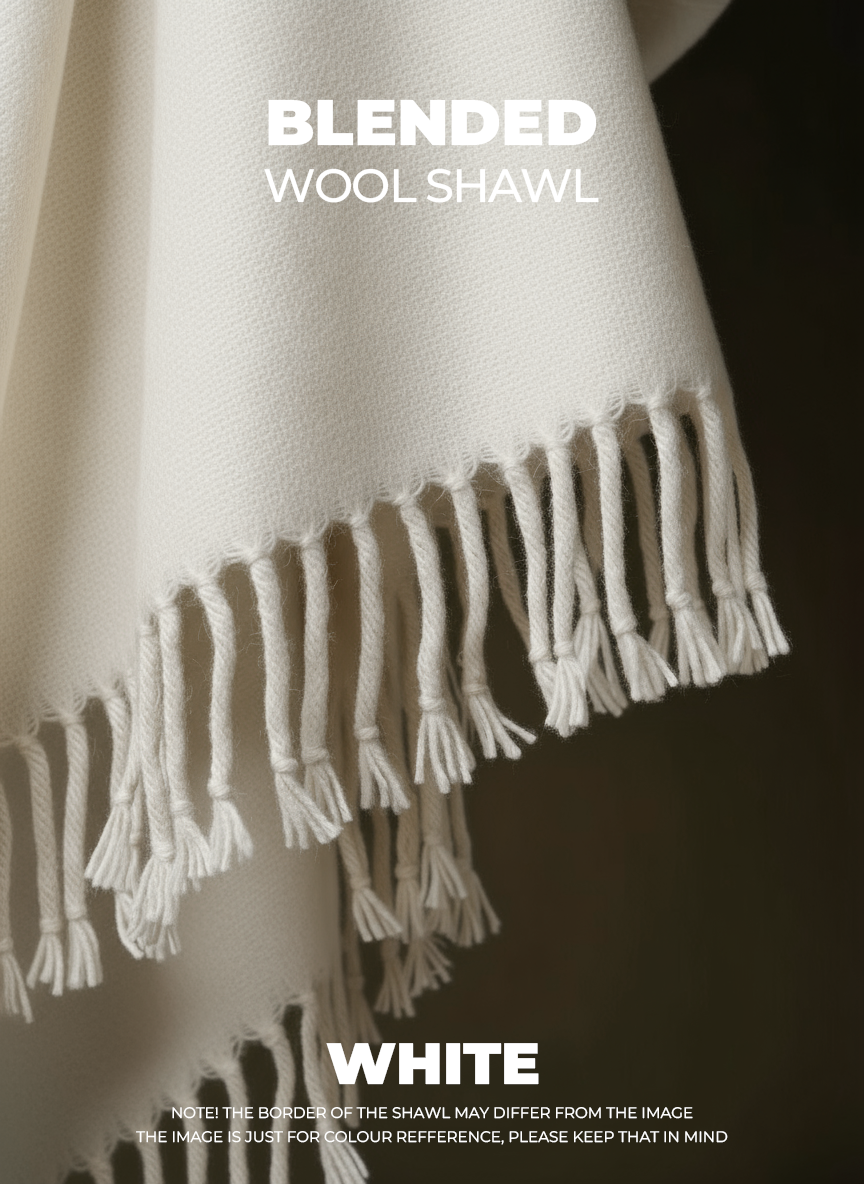 Libas-e-Andalus Blended Wool Shawl (White)