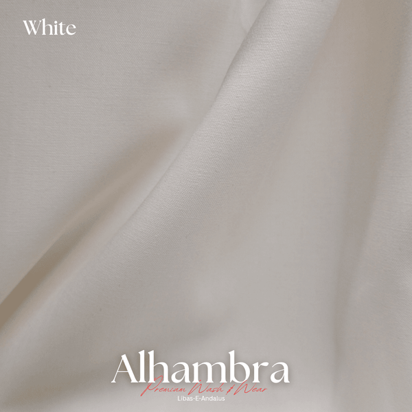 Alhambra Premium 4 Season Wash & Wear Suit (White) 4-Meter - Sultan Fabrics