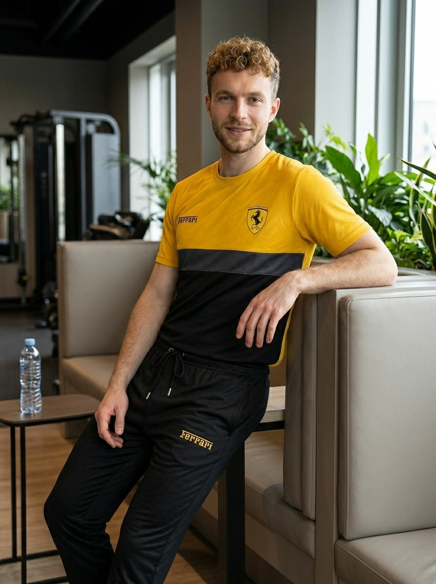 Ferrar Summer Dry-Fit Tracksuit (Yellow & Black)