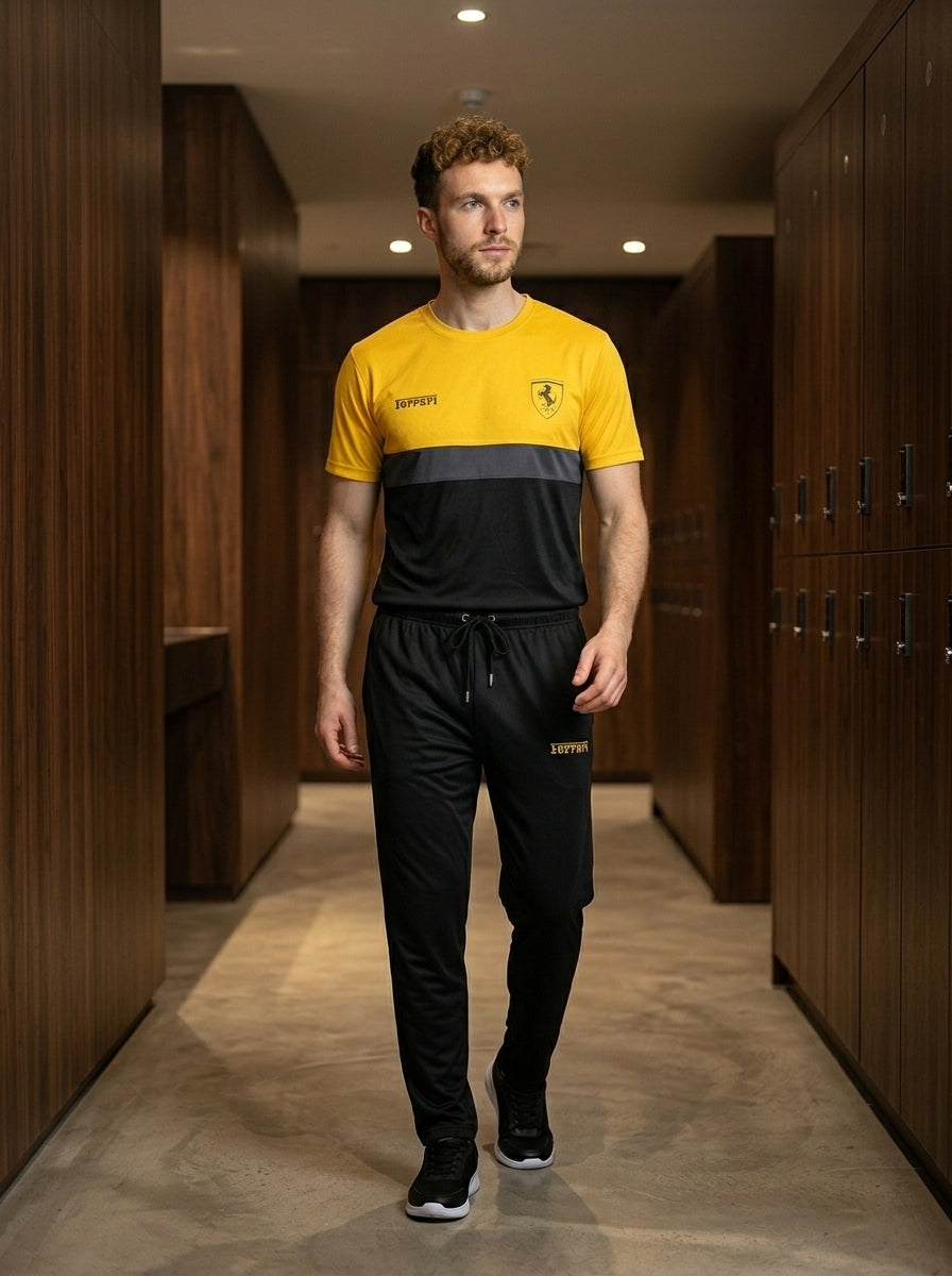 Ferrar Summer Dry-Fit Tracksuit (Yellow & Black)