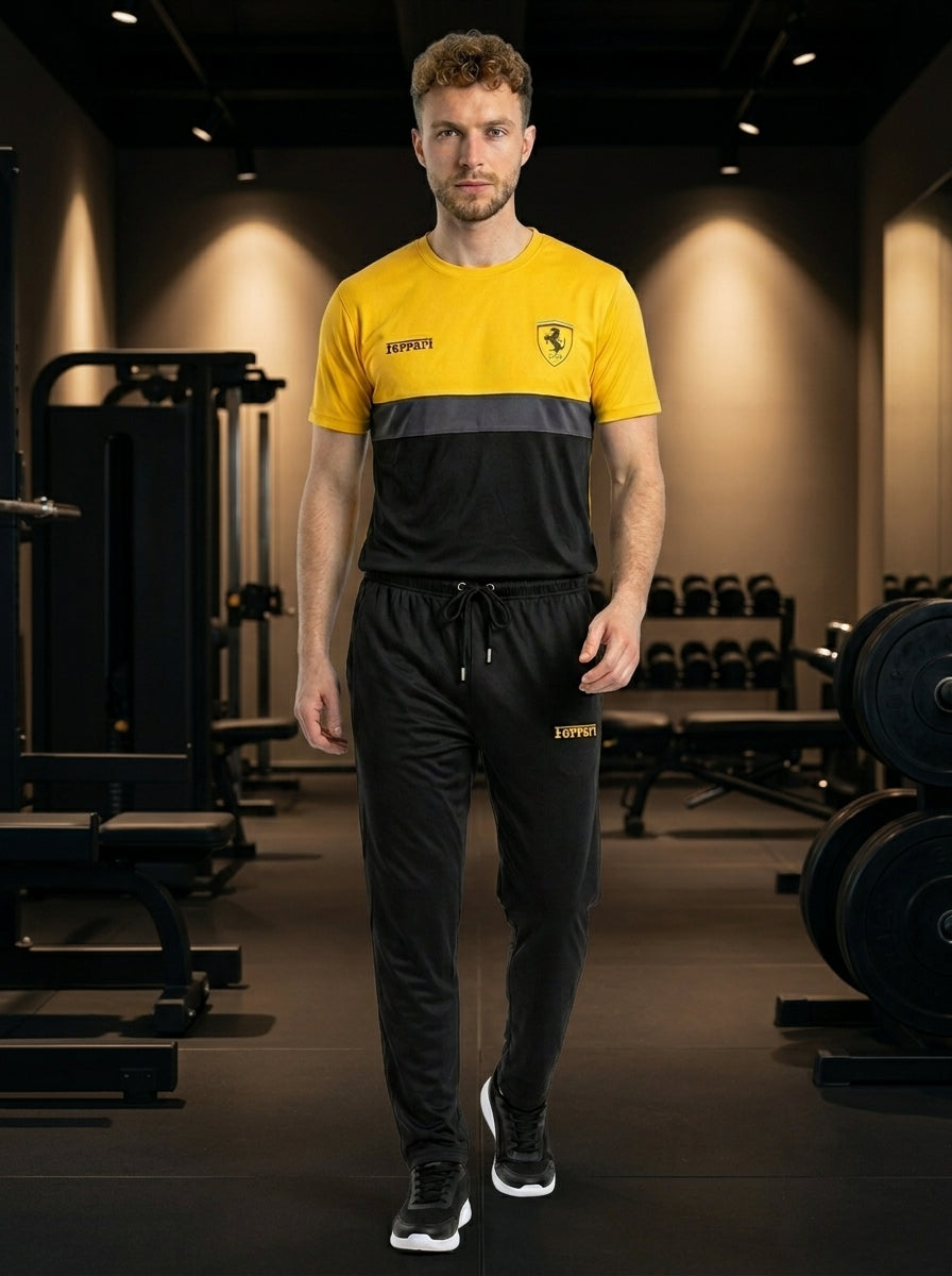 Ferrar Summer Dry-Fit Tracksuit (Yellow & Black)