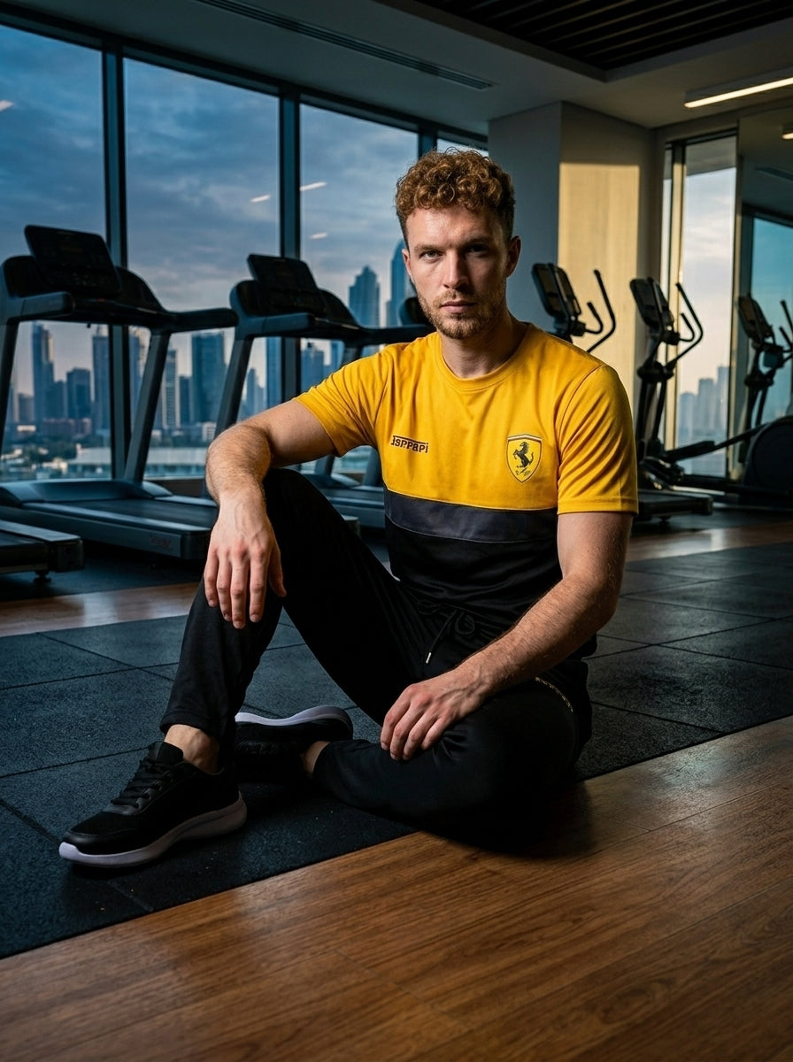 Ferrar Summer Dry-Fit Tracksuit (Yellow & Black)