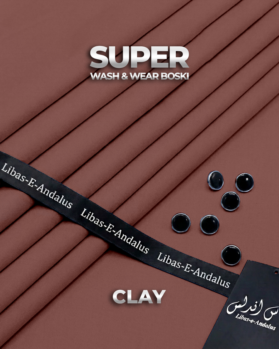 Super Boski Summer Wash & Wear Fabric | Libas-E-Andalus |  Clay