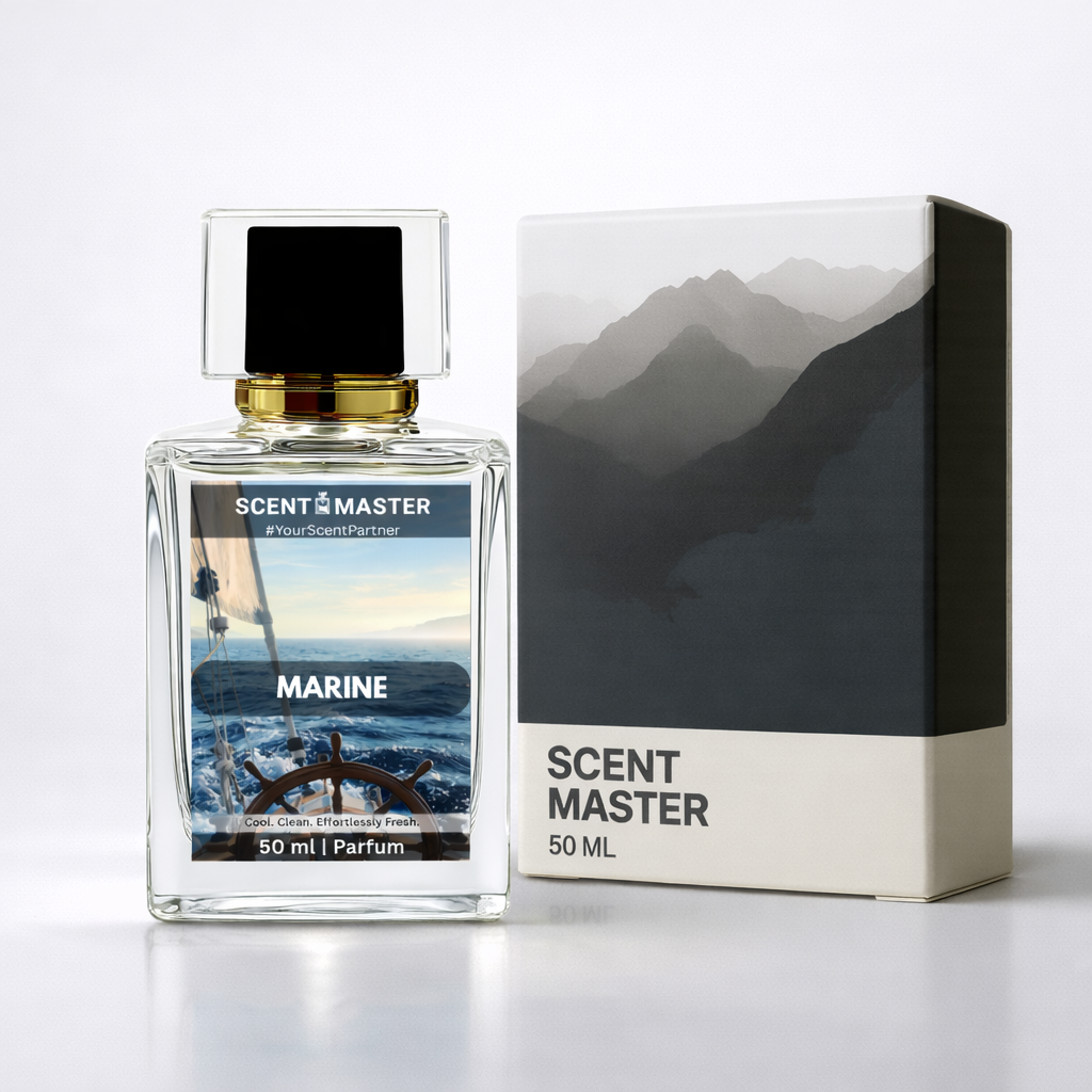 Scent Master Marine perfume bottle and packaging on a white background