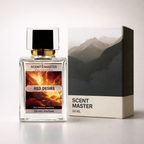 Scent Master Red Desire perfume bottle and packaging with mountain design