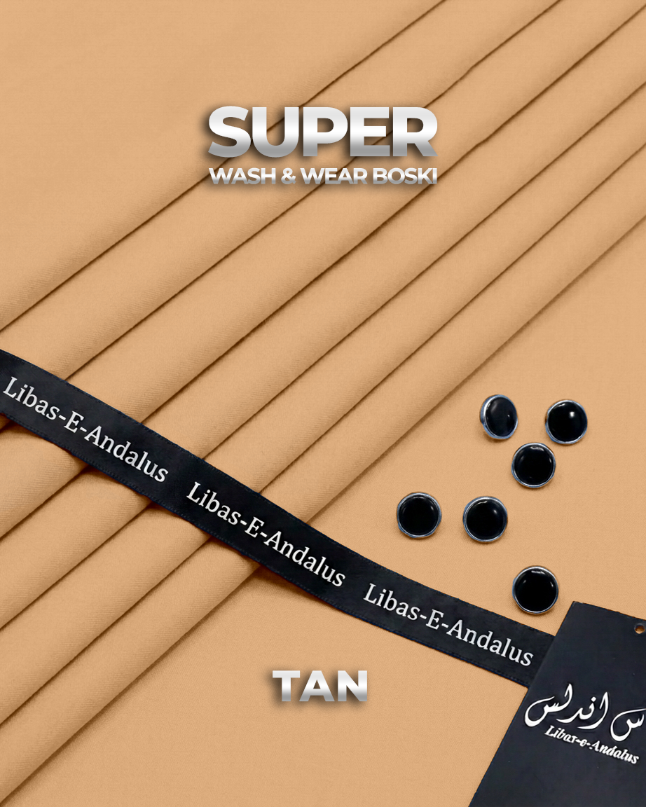 Super Boski Summer Wash & Wear Fabric | Libas-E-Andalus |  Tan