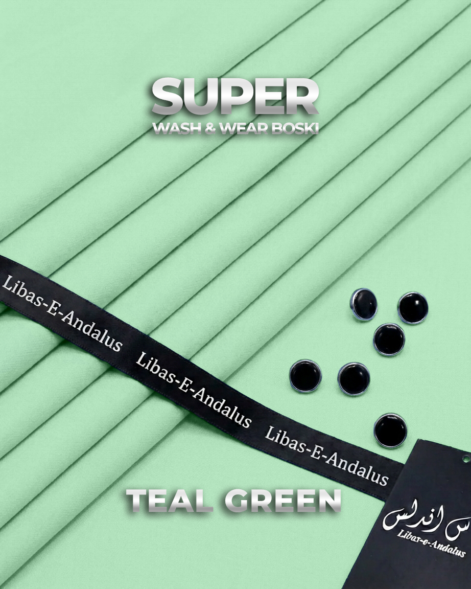 Super Boski Summer Wash & Wear Fabric | Libas-E-Andalus |  Teal Green